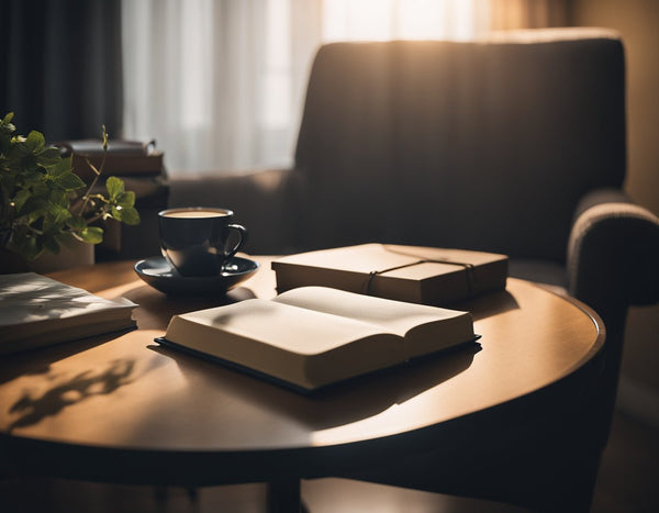 journaling on a table, tea time