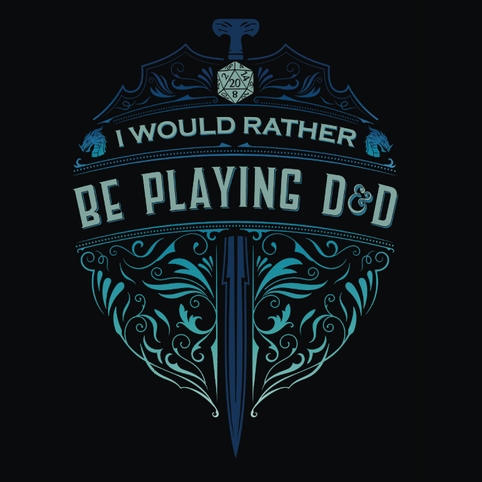 I'd Rather Be Playing D&D T-shirt - Black