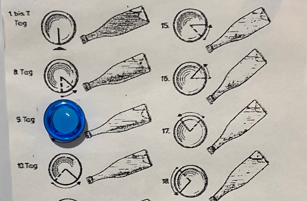 ボトルの角度が書かれたシート