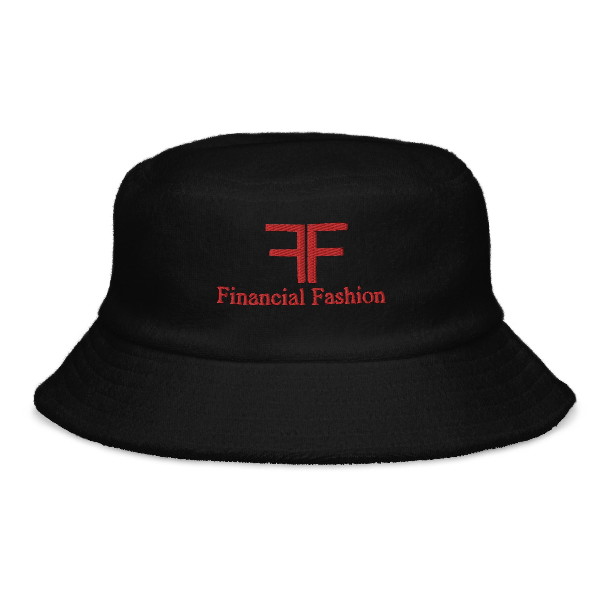 "Red FF" Unstructured terry cloth bucket hat