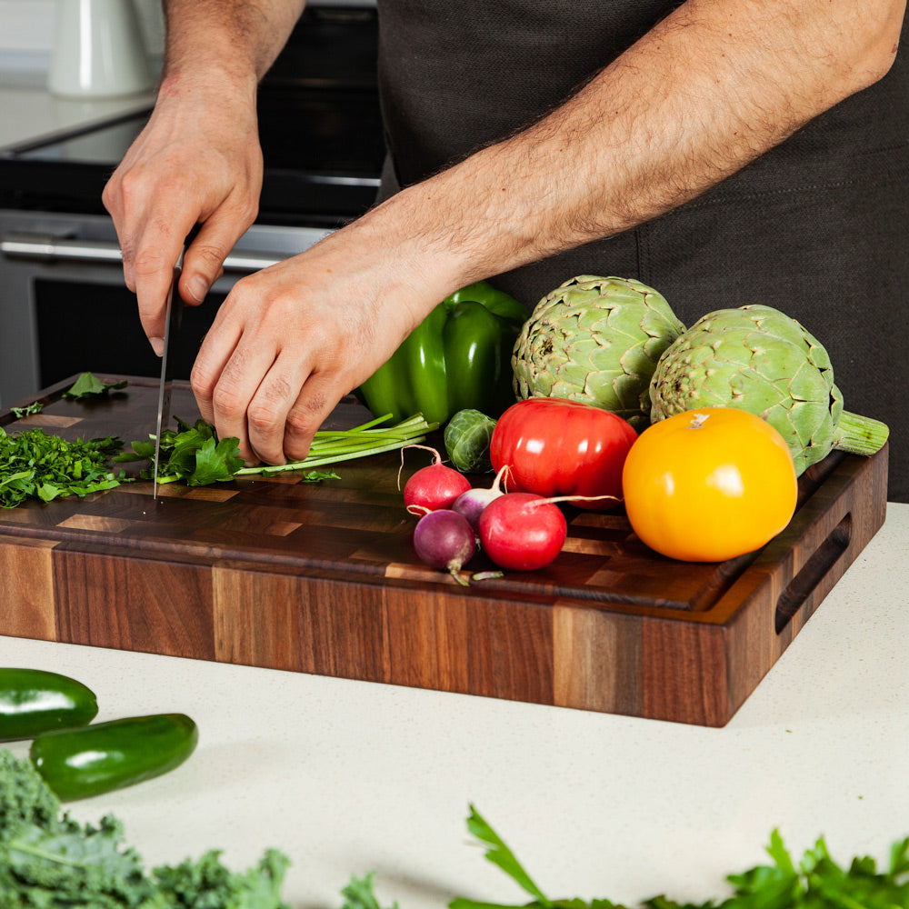 Walnut & Birch Striped Wooden Chopping Board