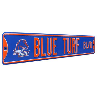 Boise State Broncos Steel Street Sign with Vintage Logo-BLUE TURF BLVD