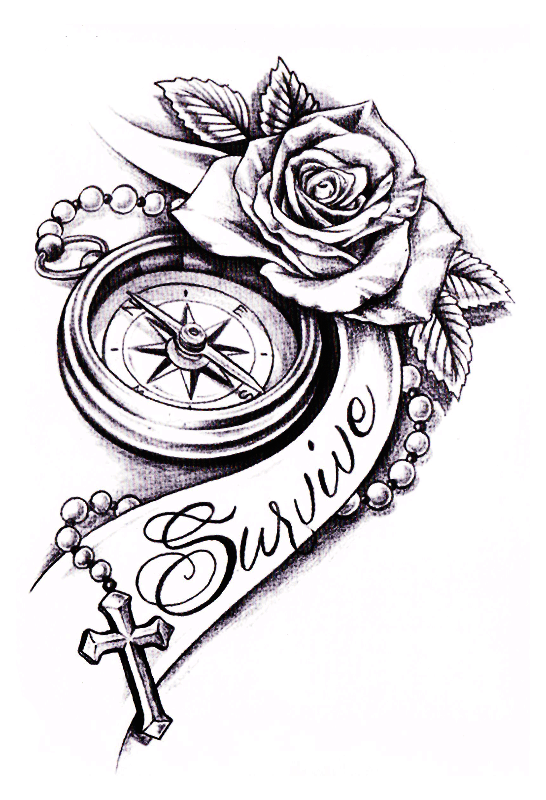 Tatouage Temporaire Boussole Et Chapelet Le Coq Tatoue