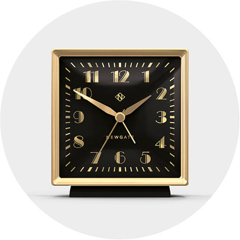 Decorative Alarm Clock - Silent 'No Tick' - Black & Gold Art Deco - Skyscraper SKY661CK