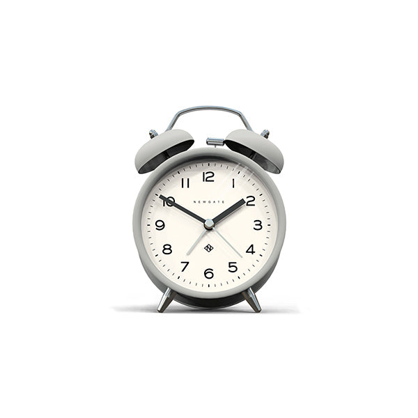 Grey Alarm Clock | Silent 'No Tick' | Modern Analog Twin-Bell Bedside