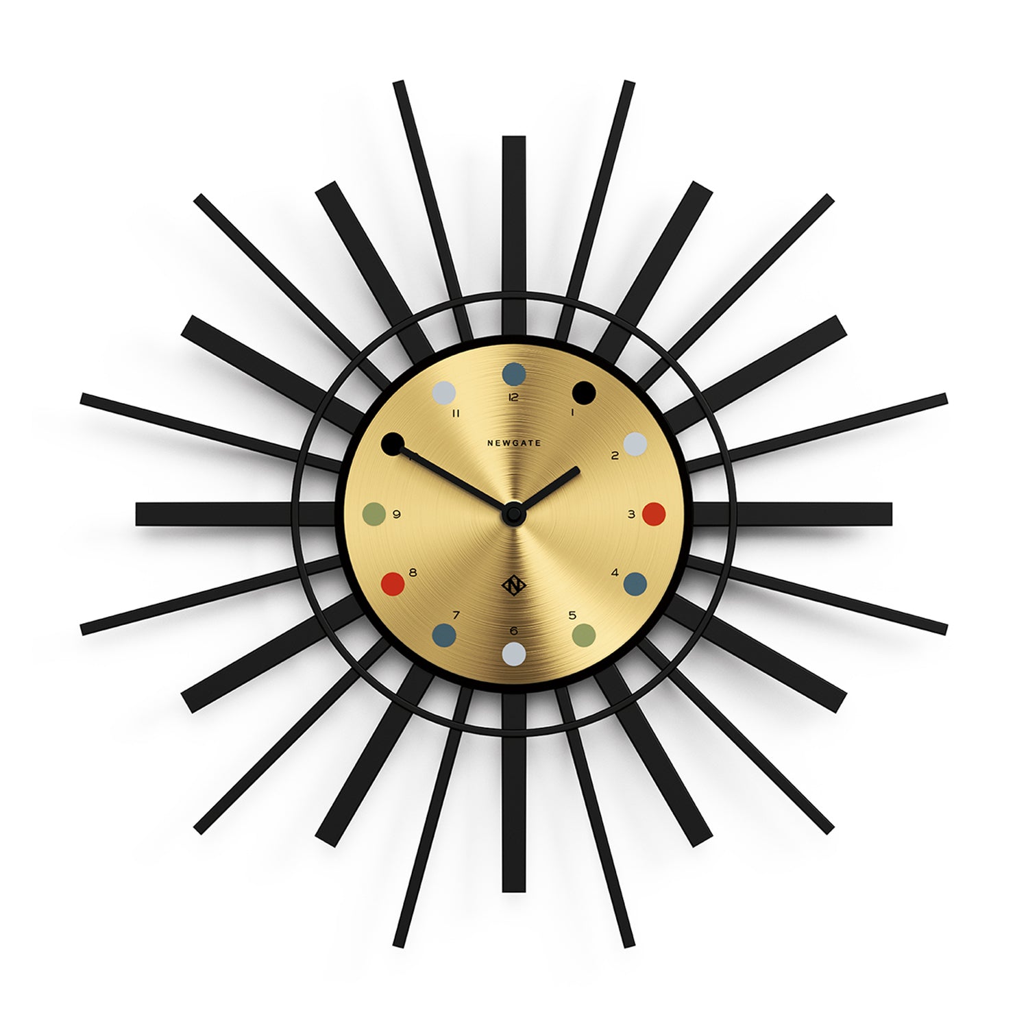 Newgate Stingray Wall Clock In Black And Brass Newgate World