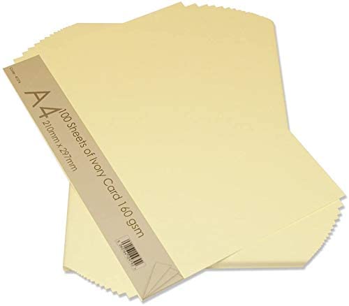 3Ace Crafts A4 Ivory 160gsm Card - Cards Making for Holiday, Invitation, Thank You Cards - Multi-Purpose Double Sided Card (Pack of 20)