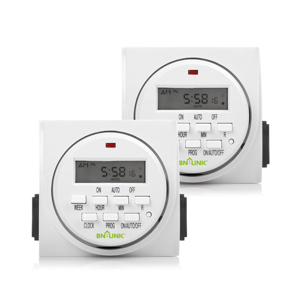 BN-LINK 7 Day Heavy Duty Digital Programmable Timer - Dual Outlet (Sin