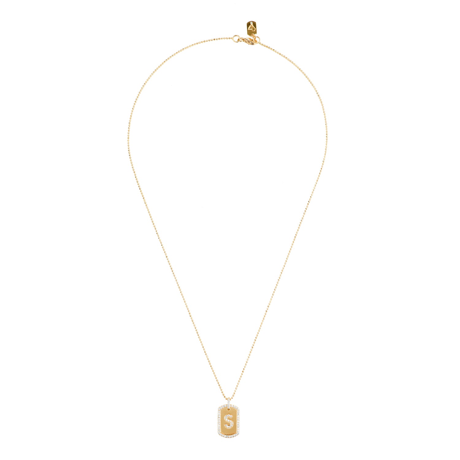 Shop Yellow Gold Diamond Initial Dog Tag Necklace | Carbon & Hyde
