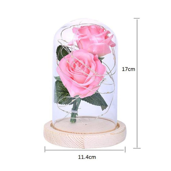 Artificial Rose LED Light Glass Dome Night Lamp -  [product_type] - ShaadiMagic
