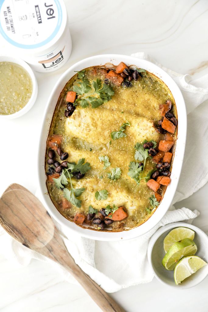 creamy jackfruit enchiladas with salsa verde