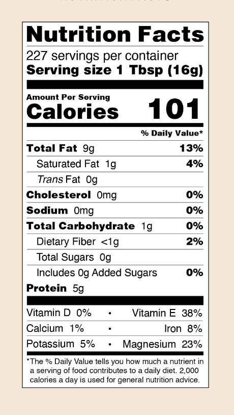 nutrition label for JOI hemp concentrate