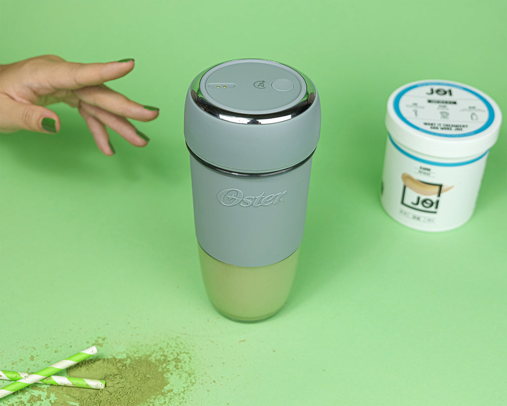 Spiced Vanilla Matcha Iced Latte Made with JOI and Oster Blend Active is the At-Home Boost You’ve Been Looking For