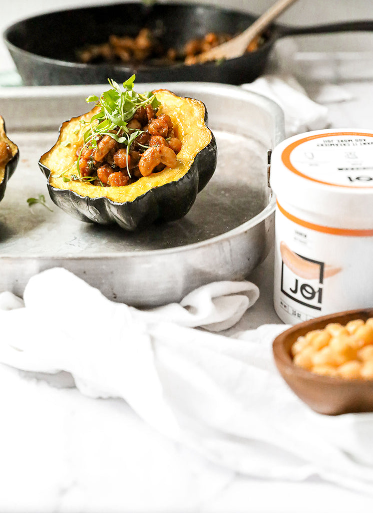 Cashew Chickpea Stuffed Squash | Vegan | Gluten Free | Made with JOI