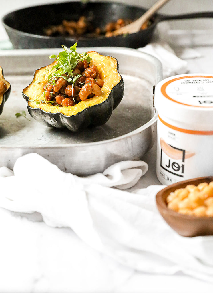Cashew Chickpea Stuffed Acorn Squash made with JOI