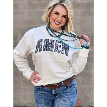 Amen With Grey Leopard Applique Sweatshirt