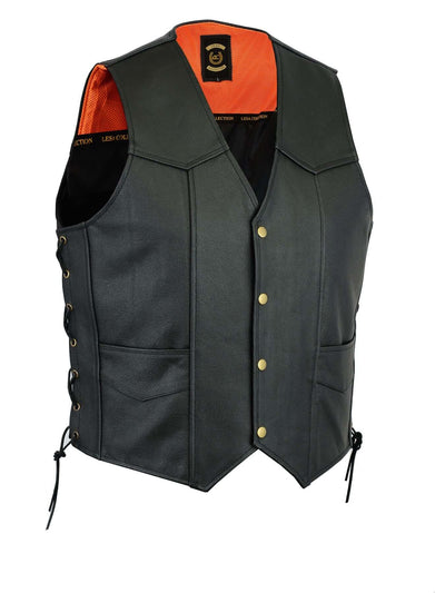 Embossed Black Leather Vest — SGT GRIT