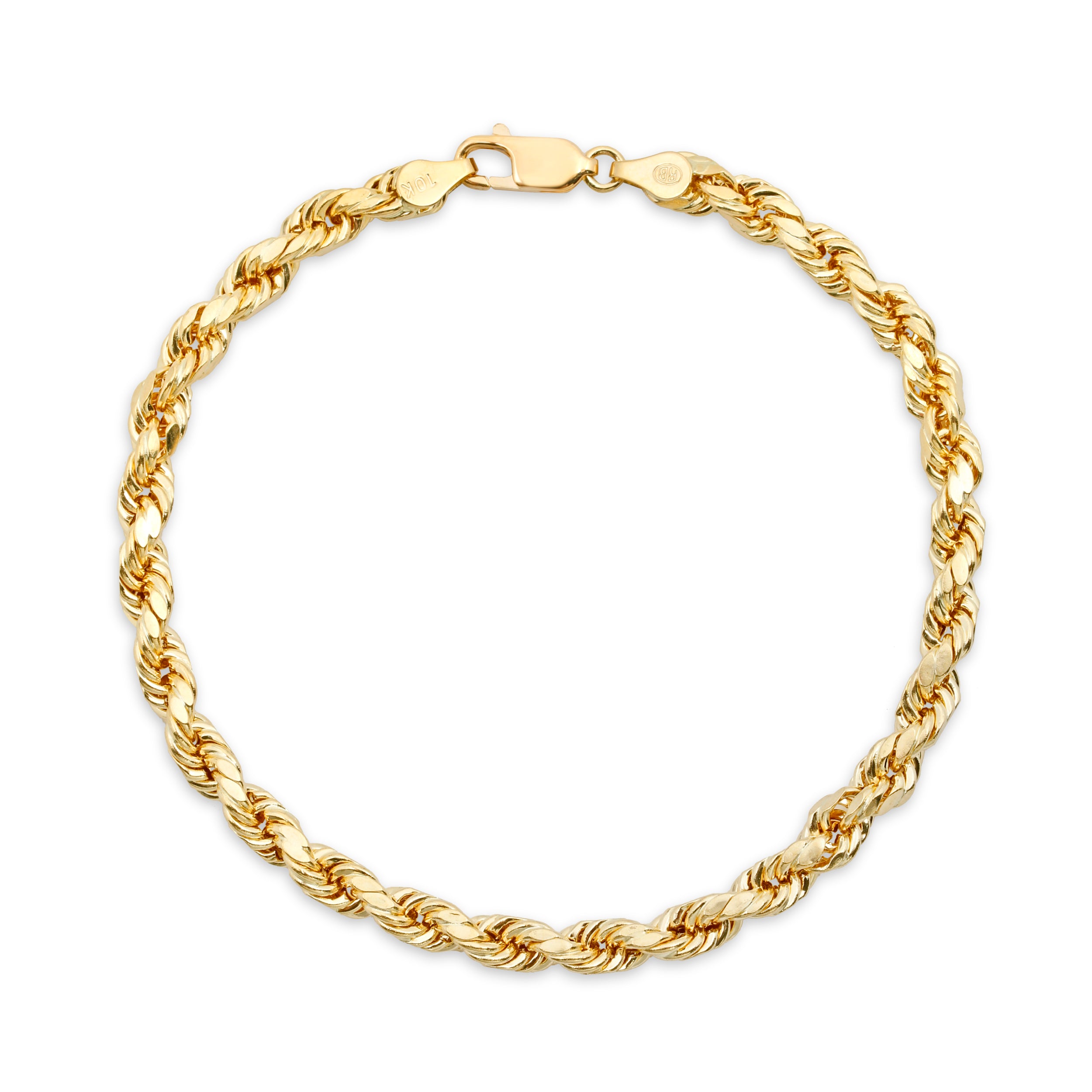 4.0MM D/C Rope - Hollow 10K Gold Bracelet