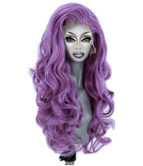Betaling Krønike Elektriker Purple Wavy Drag Queen Lace Front Wig | Queenofdrag.com