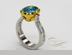 Custom Designed Diamond Gemstone Ring