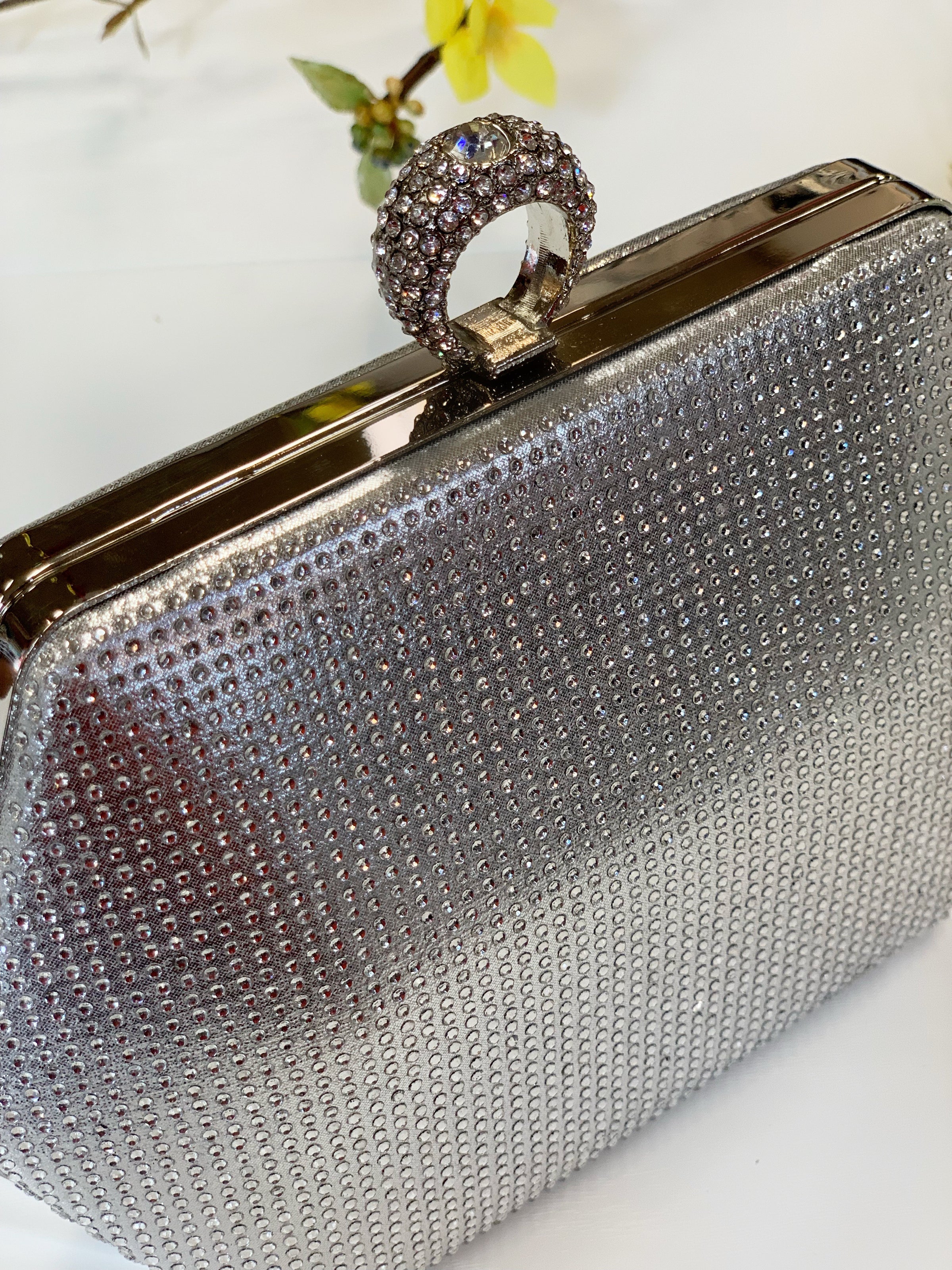 silver diamond clutch