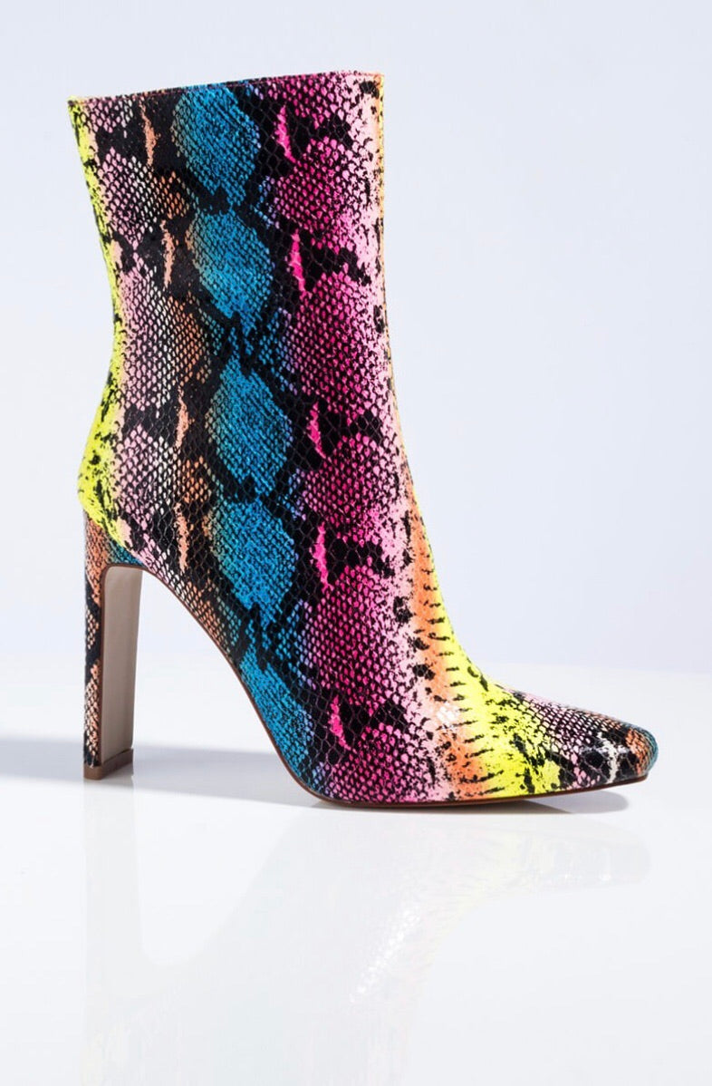 rainbow snakeskin boots