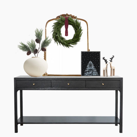 holiday console table styling, holiday decor inspiration, Christmas art digital download, holiday art