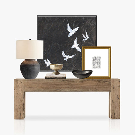 Black & White Art, Console Table Styling Ideas, Fall Decor, Moody Console Table