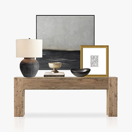 Moody Art Above A Table, Console Table Styling Ideas, Console Table Inspiration