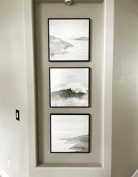 Set of 3 Coastal Art, Neutral Beach Landscapes