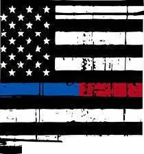 Thin Blue Red line decal - State of New Mexico tattered Flag Decal - Various Sizes