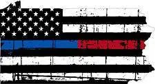 Thin Blue Red line decal - State of Pennsylvania tattered Flag Decal - Various Sizes
