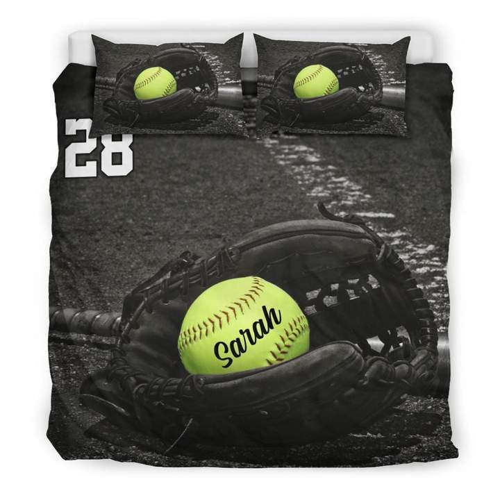 Softball Glove Custom Duvet Cover Bedding Set with Your ...