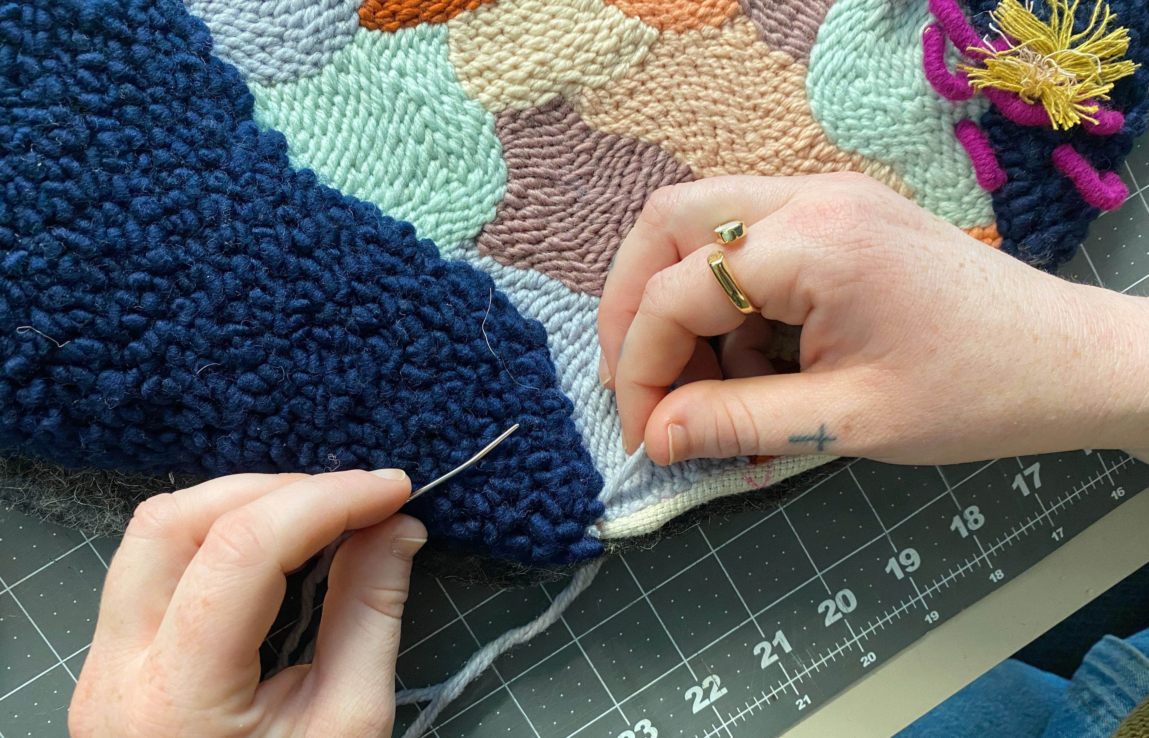 How To Back Punch Needle Projects with Industrial Felt Featuring Katie Berman Tutorial Tails