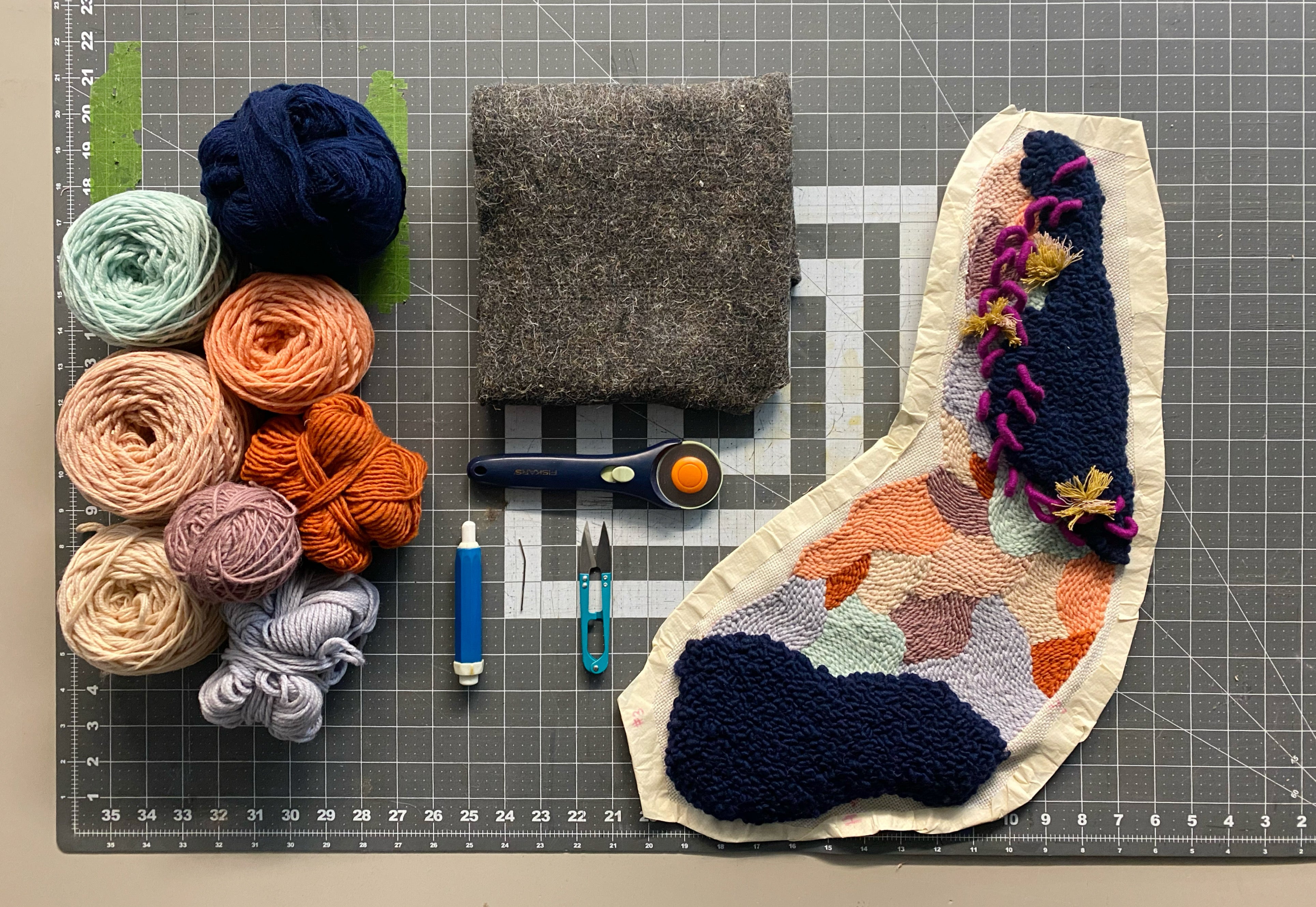 How To Back Punch Needle Projects with Industrial Felt Featuring Katie Berman Tutorial Materials