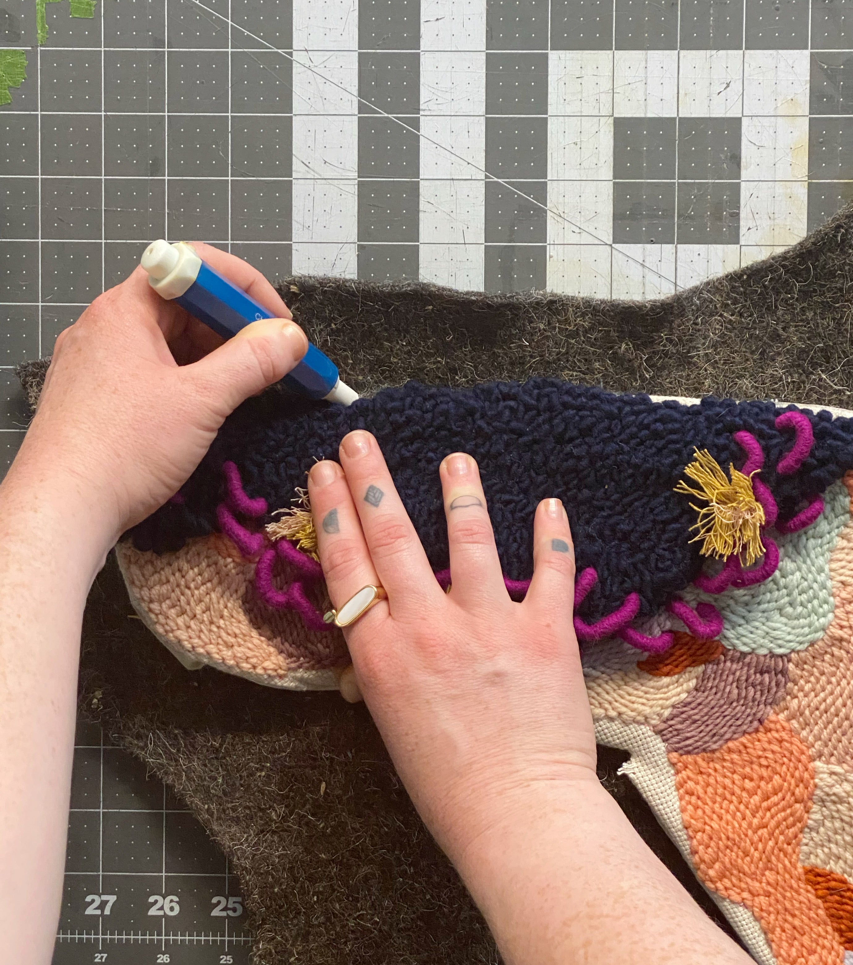 How To Back Punch Needle Projects with Industrial Felt Featuring Katie Berman Tutorial Trace
