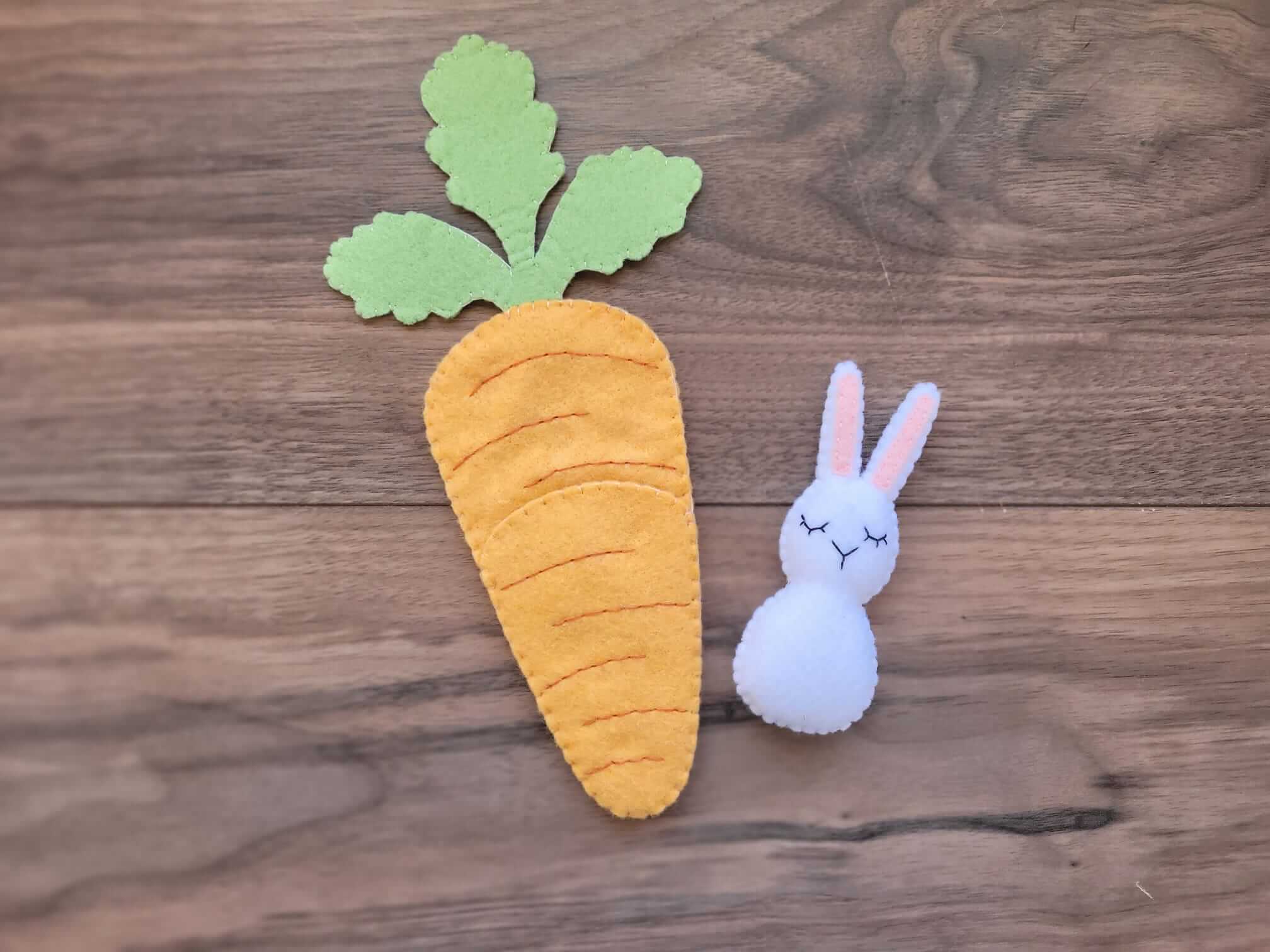 The Felt Store Blog Featuring Felt Bunny in a Carrot Blanket Easter Craft Tutorial Finished
