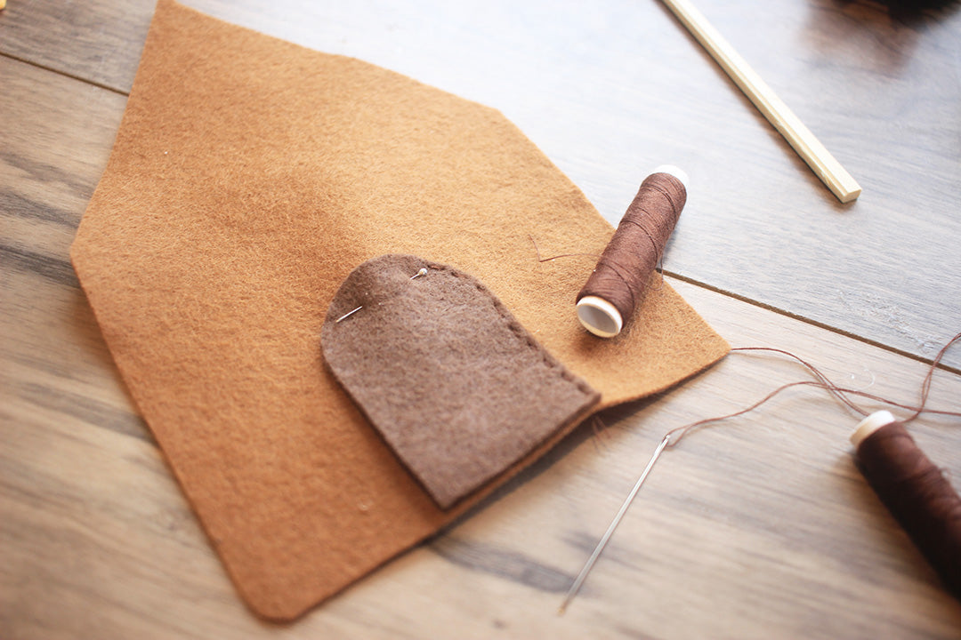 DIY Felt Gingerbread House - Sewing on the Door