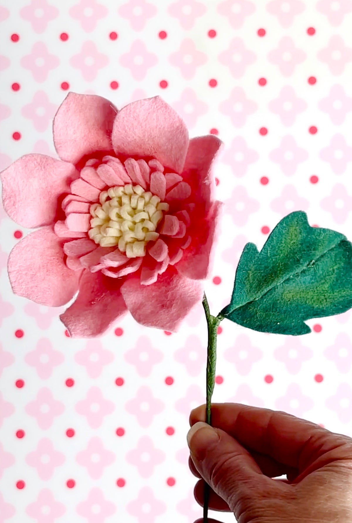 Pink felt wildflower diy tutorial finished flower