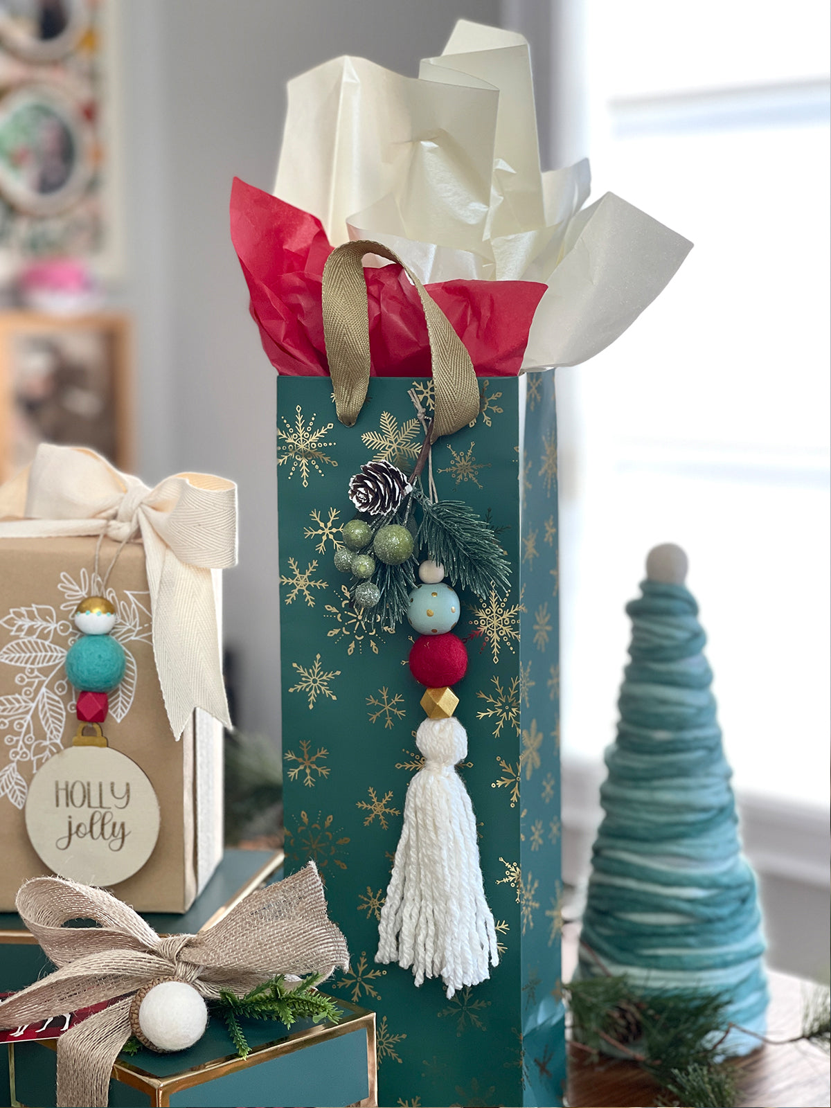  Five DIY holiday project ideas using wool felt balls by Make & Merry Co - Gift Toppers