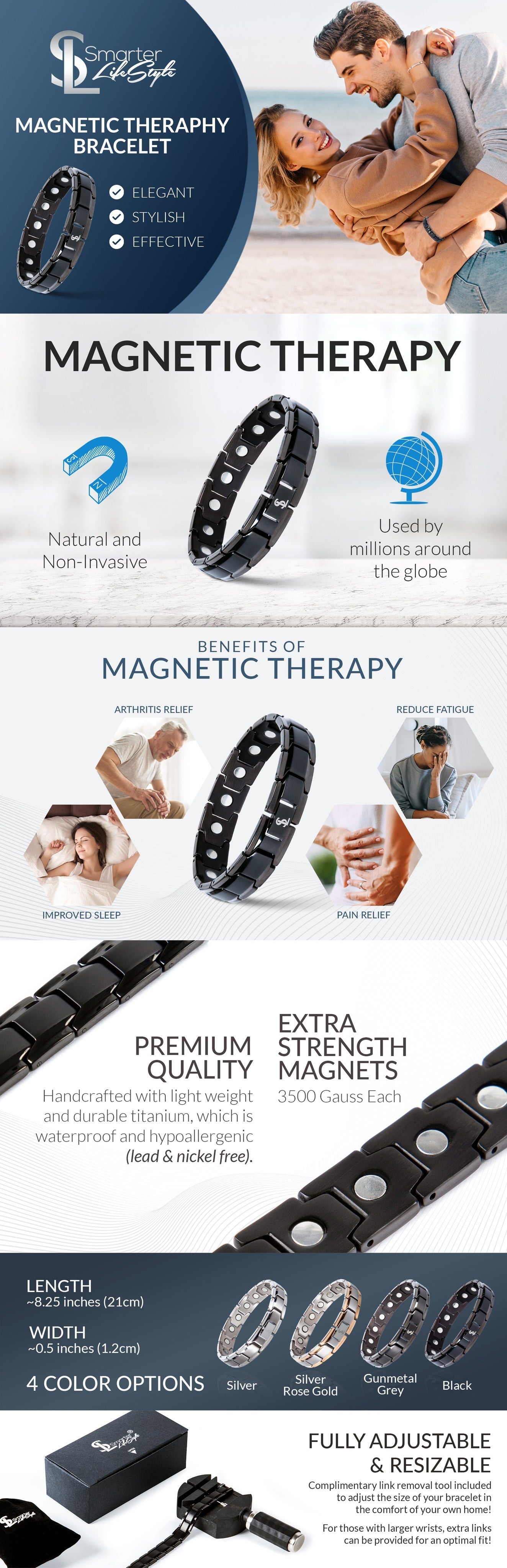 Buy Dr. Kao Magnetic Bracelets for Man Magnetic Therapy Bracelet for man  Pain for and Tunnel Magnetic man's Bracelet for man Magnetic bracelet for  man (Dark Black Titanium) Online at desertcartINDIA