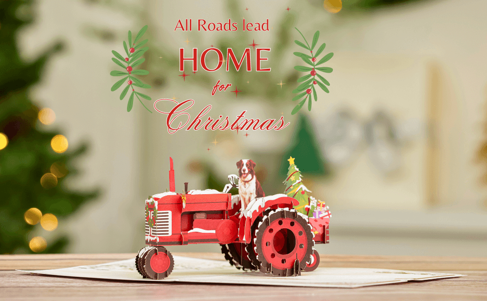 Christmas Vintage Tractor Pop Up Card