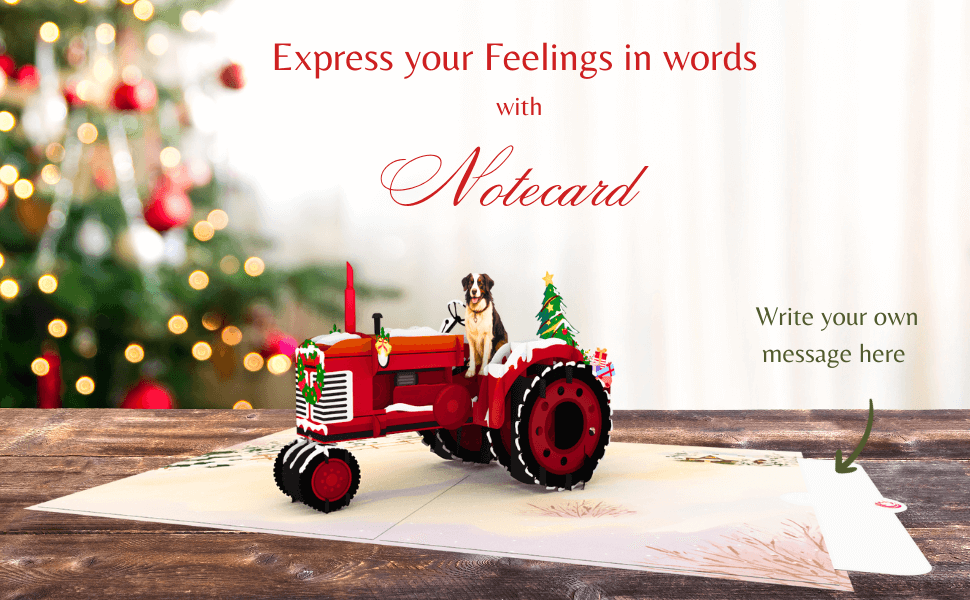 Christmas Vintage Tractor Pop Up Card with Notecard