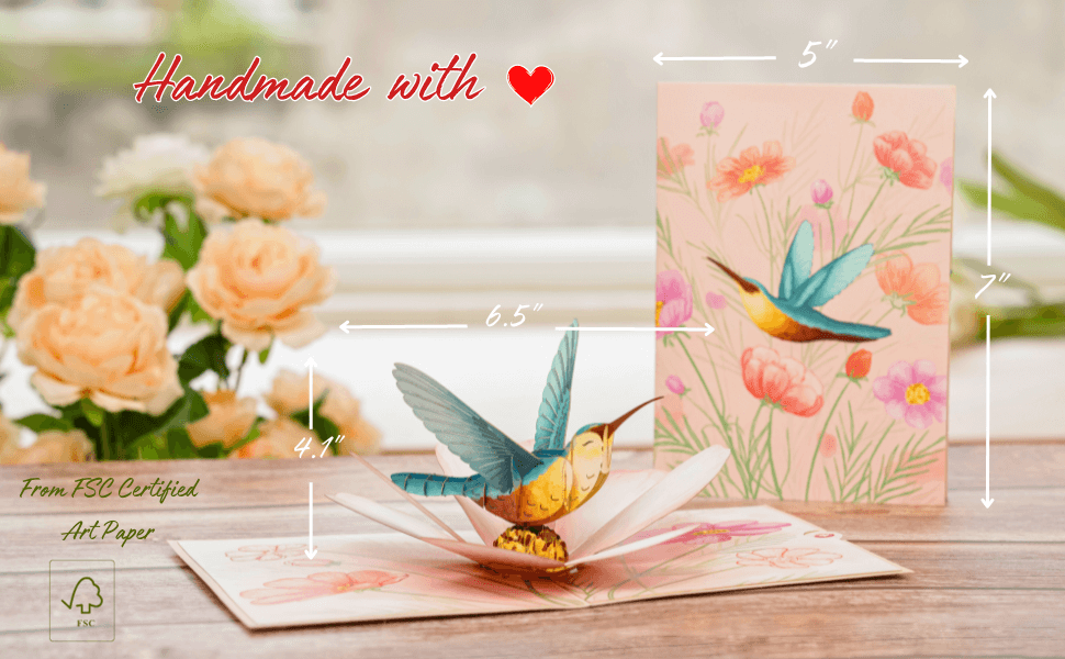 Handmade Hummingbird Pop Up Card