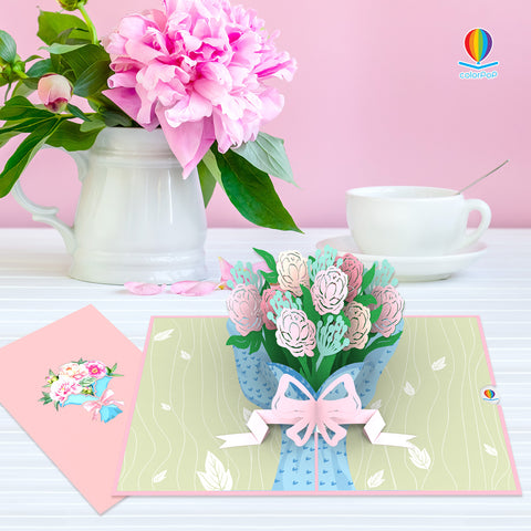 Bouquet of Peony pop up card birthday