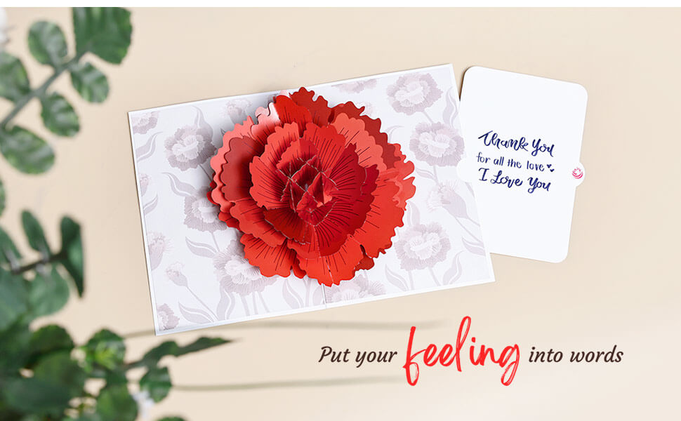 Carnation Flower pop up card with Notecard