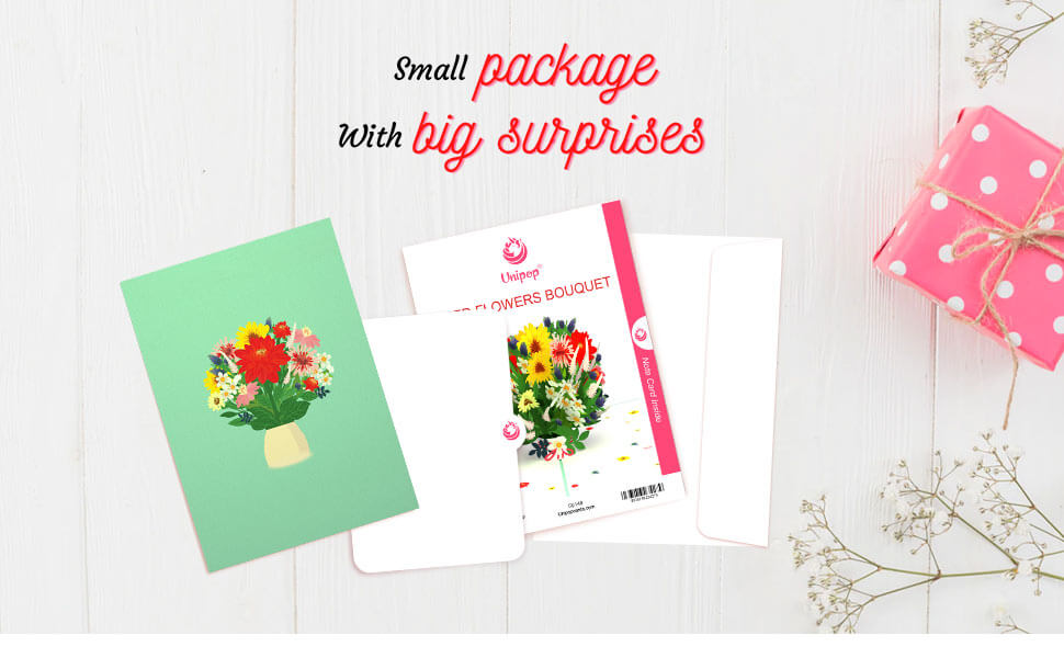 Packing of Mixed Flowers Bouquet Pop up Card