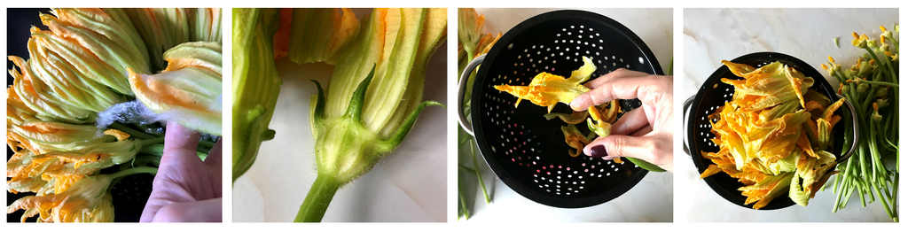 Squash blossom - wash and separate petals from stems