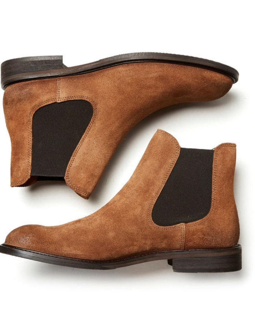 cognac suede chelsea boots