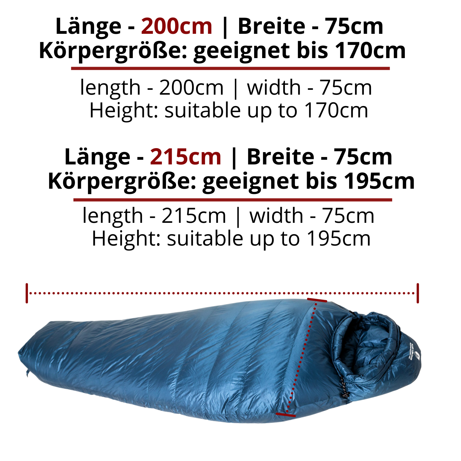 Down sleeping bag 3 seasons